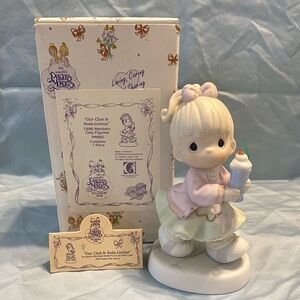 Precious Moments Pink and White Girl Figurine with Milkshake